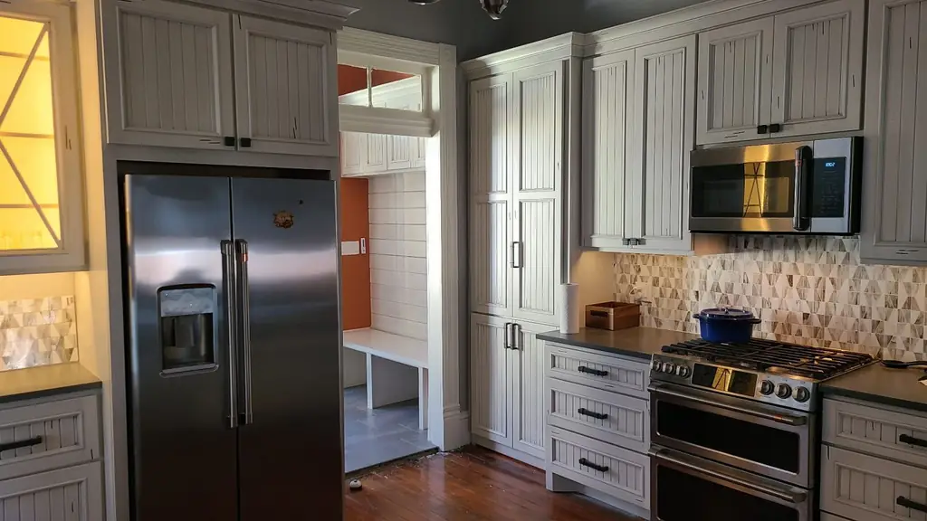 A remodeled kitchen inside a historic Galveston home